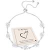 FUNTE Braccialetto in argento Sterling con margherita e biglietto regolabile dell'amicizia, braccialetto in argento per donne, gioielli per compleanno, regalo di Natale per lei/mamma/nipote/nana
