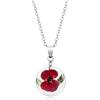 Natural Flower Jewellery Ciondolo rotondo/sferico realizzato con vero papavero singolo in resina, con raccordi e catena in argento Sterling.