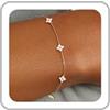 ZHESHY Braccialetto in argento dorato da donna placcato in oro 14 carati Chian con zirconia cubica delicato braccialetto in argento 925 carino trifoglio fascino solido impermeabile regolabile