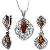Copal Set Di Gioielli In Argento Sterling 925 Con Ambra Collana Regolabile E Orecchini Stile Vintage