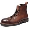 9KSAFESTJB Scarpe da uomo in pelle di alta qualità Stivali da moto in vera pelle di vacchetta Stivaletti vintage da uomo Stivaletti per pulire il colore manuale