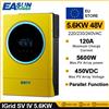 EASUN POWER Hybrid Solar Inverter 5.6KW 230vac MPPT 120A caricatore solare ingresso fotovoltaico 6000W 450vdc LED Ring Lights pulsante Touchable