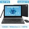 URAO Tablet Android 15 da 10 Pollici, 8-Core, 24GB+128GB Espandibile a 1TB, WiFi 6, Fotocamere 5MP+8MP, Set con Stilo, Tastiera, Mouse e Cuffie