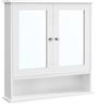 VASAGLE Armadio a specchio, Armadio da bagno, Armadio a muro, Armadio alto con 2 ante a specchio e vano aperto, Ripiano regolabile, Montaggio a parete, 13 x 56,5 x 58,5 cm, Bianco