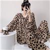 HUAZHENMIAN Pigiama Donna Popolare con Stampa Cartoon Panda e Leopardo, in Cotone Imitazione, Stile Primavera-Autunno, Nuovo Set Completo Taglie Forti per Casa