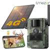 TMEZON Fotocamera per Fauna Selvatica 4G LTE con App di Trasferimento su Smartphone, Fotocamera da Caccia Solare 2.7K con Scheda SIM, Sensore di Movimento PIR, Visione Notturna, SENZA SCHEDA SD