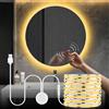MALITAI Lampada posteriore da tavolo da toeletta con striscia luminosa per specchio da trucco USB 5V LED con interruttore con sensore di vibrazione ON OFF attivato a doppio rubinetto