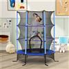 HOMCOM Trampolino per bambini Homcom Ø 1,63 × 1,9 m, con rete di sicurezza, sportello con cerniera, protezione per le molle, 6 pali imbottiti inclusi, colore blu.