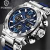 FOXBOX Nuovo Orologio da Uomo Impermeabile Luminoso, Moda Business con Retroilluminazione LED, Sveglia, Cronografo al Quarzo, Orologio Subacqueo Maschile