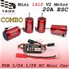 YSIDO Combo Brushless Mini 1410 V2 Motore Brushless 20A ESC con Scheda di Programmazione per Auto RC 1/24 1/28 Kyosho Mr03 Pro Atomic DRZ