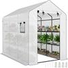 Outsunny, serra da giardino di 3 m² con 3 ripiani, tessuto in PE rinforzato da 135 g/m² con protezione anti-UV, porta a rullo e finestre a rete.