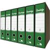 Euro-Cart Registratore con Custodia 6 Pezzi Dorso da 8cm Raccoglitore ad Anelli A4 Faldoni Portadocumenti per Ufficio e Archivio, Registratore a Leva Raccoglitori Documenti Verde, Protocollo (285x343mm)