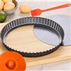 Gnovldg Stampo Crostata con Fondo Removibile, 22cm Antiaderente | Acciaio Al Carbonio Teglia per Crostata, per Torte, Crostate, Cheesecake e Quiche, per Sformare Dolci Facilmente