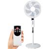 BAKAJI Ventilatore a Piantana da Terra con Telecomando, Base Anti Ribaltamento, Altezza Regolabile con Diametro 45 cm, Potenza 65 W, 3 Velocità Selezionabili, Oscillante e Indipendente, 6 Pale