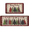 AIBIIN Set di 2 tappeti da cucina con scritta Merry Christmas in gomma antiscivolo, motivo fiocchi di neve, albero di Natale, zerbino, per soggiorno, vacanze, decorazioni natalizie, 60 x 40 + 120 x