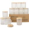 MILIVIXAY Set di 12 barattoli vuoti in vetro spesso bianco smerigliato da 340 g con coperchi per la produzione di candele, contenitori per spezie in polvere