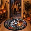 CBMZHF Tappeto 3D di Halloween, illusione ottica 3D, scheletro abisso, rotondo, spettrale, tappetino per interni, per soggiorno, camera da letto, ingresso e decorazione per feste di Halloween (80 x 80