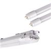 B·LED BARCELONA LED BARCELONA LED Kit Plafoniera Stagna 120cm Con 2 Tubi T8 18W 4000K | Policarbonato resistente, nano PVC, 140lm/W, bianco neutro, luce uniforme senza sfarfallio, per garage e magazzini