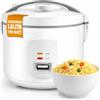 BAKAJI Cuociriso Elettrico Capacità 1.8 Litri con Cottura Automatica Sana e Veloce, Cuoci Riso Potenza 700 W per Cucina Carne, Verdure, Frutta e Fiori, Pentola Antiaderente, Facile Utilizzo (Bianco)