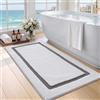 COLOR&GEOMETRY Tappeto Bagno Antiscivolo 60 x 110 cm,Bianco e Grigio | Assorbente Tappeti in Microfibra Soffice,Fondo Antiscivolo,Morbido,Lavabile in Lavatrice,Tappetino Bagno per Doccia e Vasca
