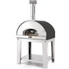 Fontana Forni Forno pizza a legna con carrello fontana mangiafuoco colore antracite 4 pizze