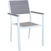 Elica Garden Sedia da esterno impilabile elica garden cervia in alluminio e polywood bianco e grigio 58x46,5x87 cm