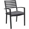 Elica Garden Sedia da esterno elica garden formentera con cuscino in alluminio antarcite 55,5x61x85 cm