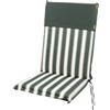 Cuscino per sedia da esterno con schienale alto e fantiasia a righe verdi, 47x68,5x2,5 cm