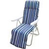Essenza Poltrona da esterno pieghevole, multiposizione e imbottita essenza ischia in acciaio a righe blu con poggiapiedi 77x58x106 cm