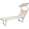 EuroGarden Sdraio pieghevole reclinabile con tettuccio eurogarden roma tortora 184x61x38 cm