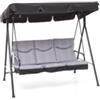 Dondolo da giardino 3 posti gran madagascar con funzione letto, colore antracite - 182x120x161 cm
