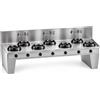 Casta Cucina wok a gas su base a ponte con canale posteriore senza lavaggio, 7 fuochi, 3500 x 900 mm, h 850 mm - 9,5 kW