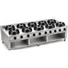 Casta Cucina wok a gas su misura, 10 fuochi, 2500 x 1000 mm, su base aperta h 850 mm - 9,5 kW