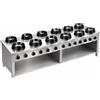 Casta Cucina wok a gas su misura, 12 fuochi, 3000 x 1000 mm, su base aperta h 850 mm - 9,5 kW