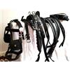 Sazaar Tack Pony - Imbracatura in nylon per cavallo singolo, colore: nero | Briglia, redini, tracce, collare del seno, crupper, allevamento