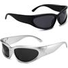 Xalqirev 2 occhiali da sole rave, stile vintage, ovali, avvolgenti, stile | 2 occhiali da sole rave. Avvolgere futuristico ovale vintage. Per sport, guida, ciclismo, attività all'aperto. Unisex per