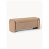 Westwing Collection Panca imbottita in bouclé a righe con vano contenitore Benji - Marrone chiaro, Bianco