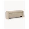 Westwing Collection Panca imbottita in bouclé a righe con vano contenitore Benji - Beige, Bianco