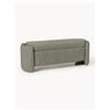 Westwing Collection Panca imbottita in bouclé a righe con vano contenitore Benji - Antracite, Bianco