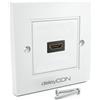 deleyCON 1x HDMI Presa Murale 1x Porta Montaggio Incasso - EARC, Alta Velocità, 4K/8K FULL HD Supporto - per TV, PS5, Soundbar, Dolby, HiFi - 80x80mm - Bianco