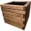 HolzGarden Fioriera in Legno con Tessuto Non Tessuto 40x40x40 cm cm Legno Massello Impregnato Colore Teak Vaso da Esterno per Giardino Balcone e Terrazza, Resistente alle Intemperie, 41L
