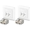 deleyCON 2x Prese Rete RJ45 da Incasso 10 Gbit/s Keystone (2x Presa di Rete + 4x Keystone) RJ45 Cat6a - per CAT6/CAT7 Gigabit Cavo di Posa Completamente Schermata - Bianco