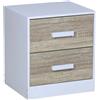 - Comodino in pannello truciolare con 2 cassetti 40x34x45 cm bianco