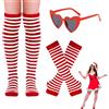 LDBKLGHJ Party Fashion - Calzamaglia a Righe con Guanti e Occhiali - Set di 3 Pezzi - Rosso e Bianco