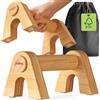 Niboline Maniglie per flessioni in legno - 2x parallette ergonomiche e antiscivolo con custodia - Barre per flessioni ergonomiche per calisthenics, posizioni a testa in giù e flessioni