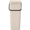 Brabantia Contenitore per rifiuti Brabantia Sort & Go con coperchio, 40 litri (beige chiaro), salvaspazio