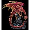 Statua Drago Fantasy Rosso-Oro Der Beschützer In Resina 19x21 Cm