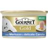 Purina Gourmet gold , alimento umido per gatto, mousse con merluzzo e delicate carote.