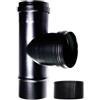 Raccordo a tee 90° fm-f in acciaio smaltato verniciato nero per scarico fumi, diametro 80 mm