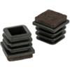 Puntali interni alettati quadri neri con feltro 20 x 20 mm. 8 pz.